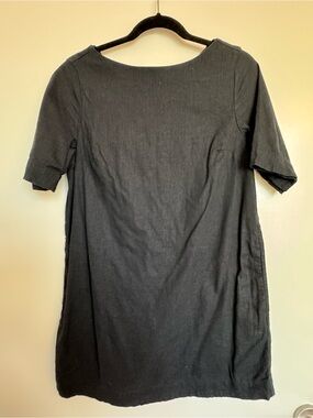 Abercrombie Black Short-Sleeve Linen Shift Dress